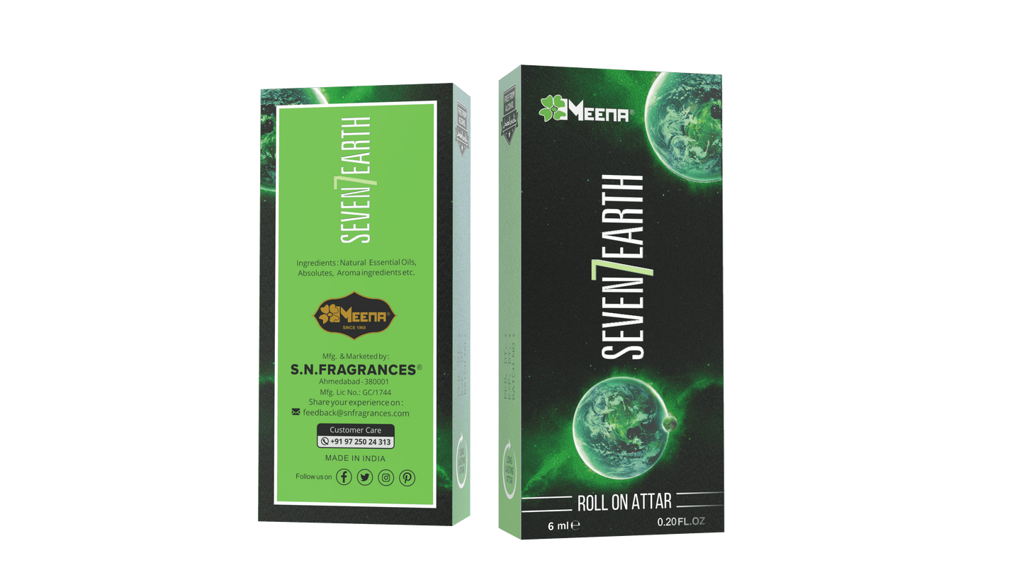 Seven Earth Attar – 6ML Pack of Two | Green, Floral & Indian Mogra Fragrance