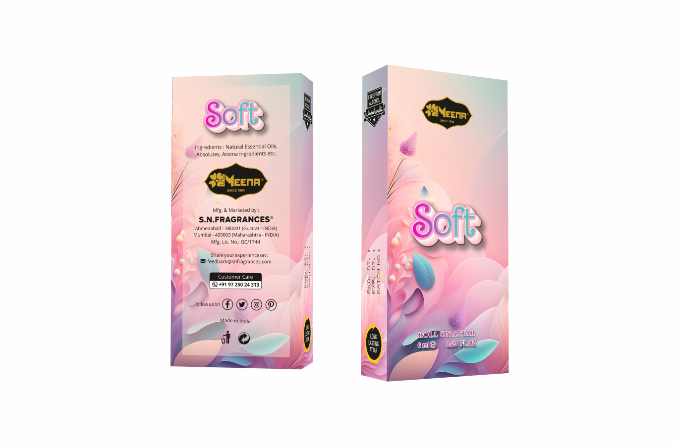 Soft Attar – 6ML Pack of Two | Citrus, Vanilla, Fresh, Musky & Caramel Fragrance