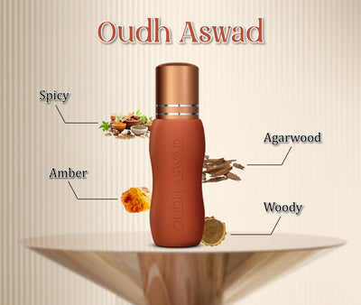 Oudh Aswad Attar – 6ML | Spicy, Dark, Rich, Woody & Amber Fragrance