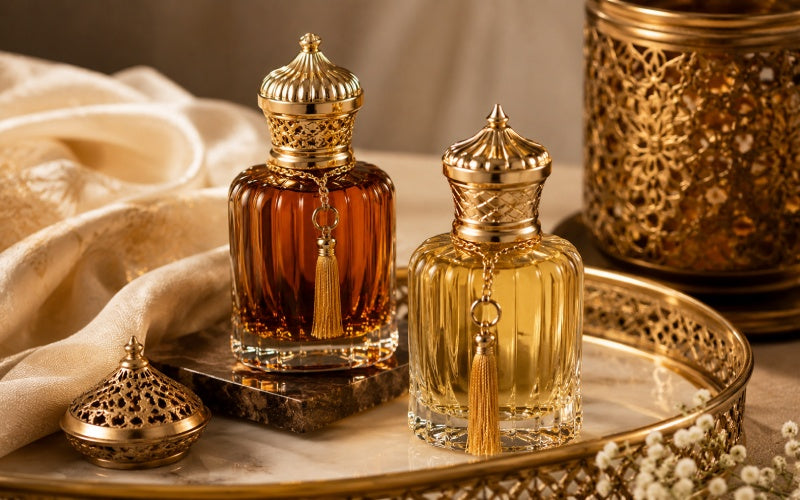 Luxury Sabaya and Aseel traditional Arabic perfume bottles