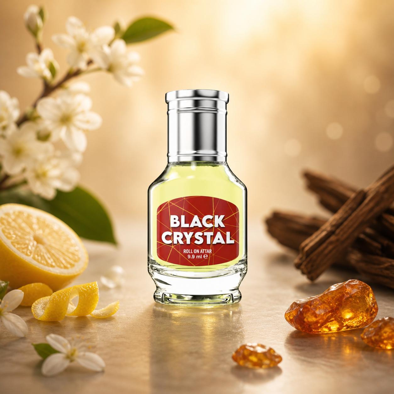 Black Crystal Attar – 9.9ML | Aromatic, Aquatic, Woody, Spicy, Citrus, Musk, Amber & Sandalwood