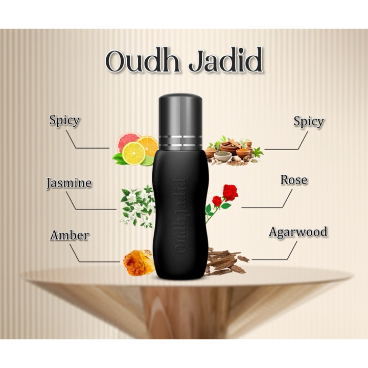Oudh Jadid Attar – 6ML | Floral, Woody, Balsamic, Amber & Agarwood Fragrance