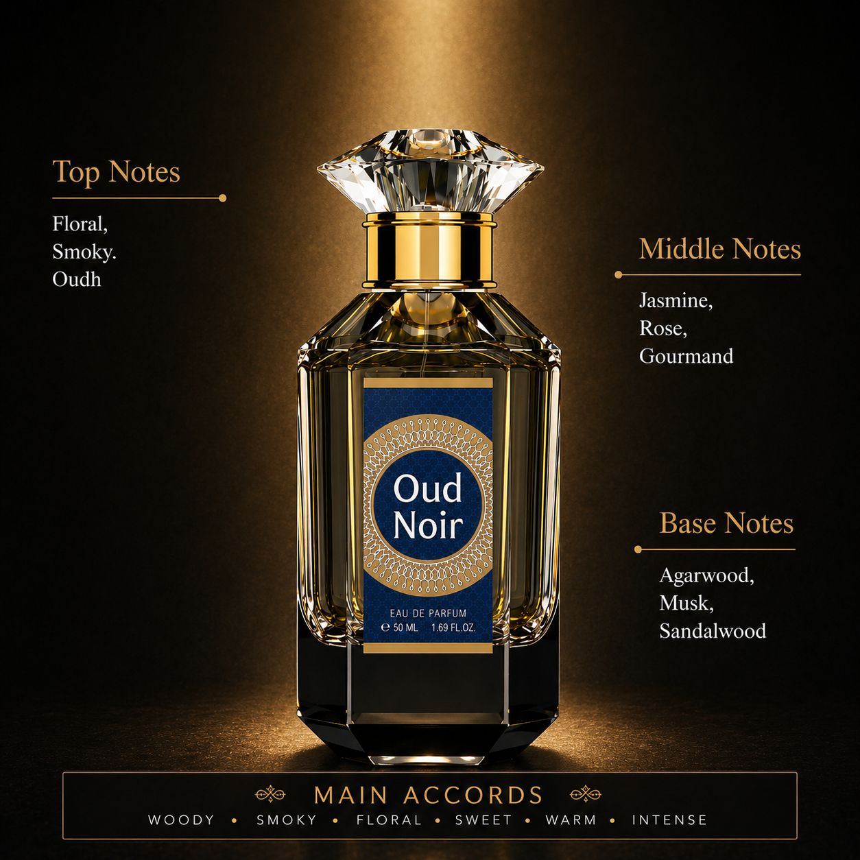Oud Noir - Saffron & Sandalwood Eau de Parfum (50ml)