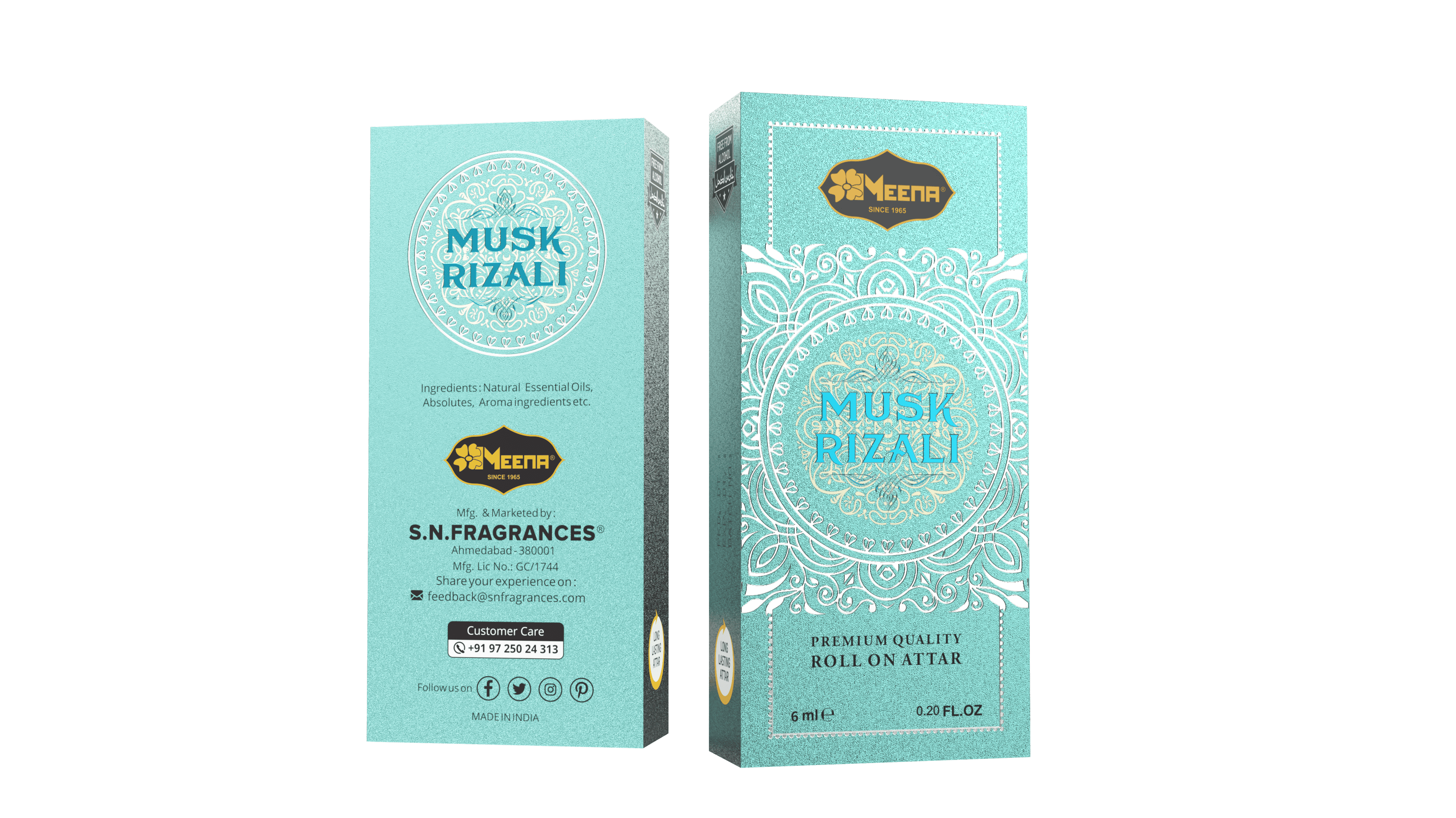 Musk Rizali Attar 6ML (Pack of Two) – White Floral, Powdery & Musky Fragrance