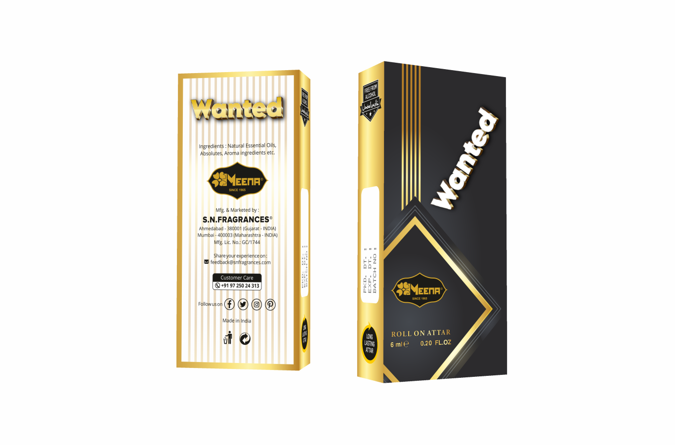 Wanted Attar 6ML (Pack of 2) – Fresh, Fruity & Woody Floral Fragrance