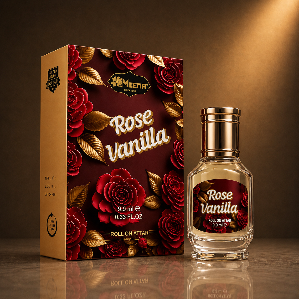 Rose Vanilla Attar – 9.9ML | Ozonic, Aquatic, Spicy, Green, Floral & Musky Fragrance