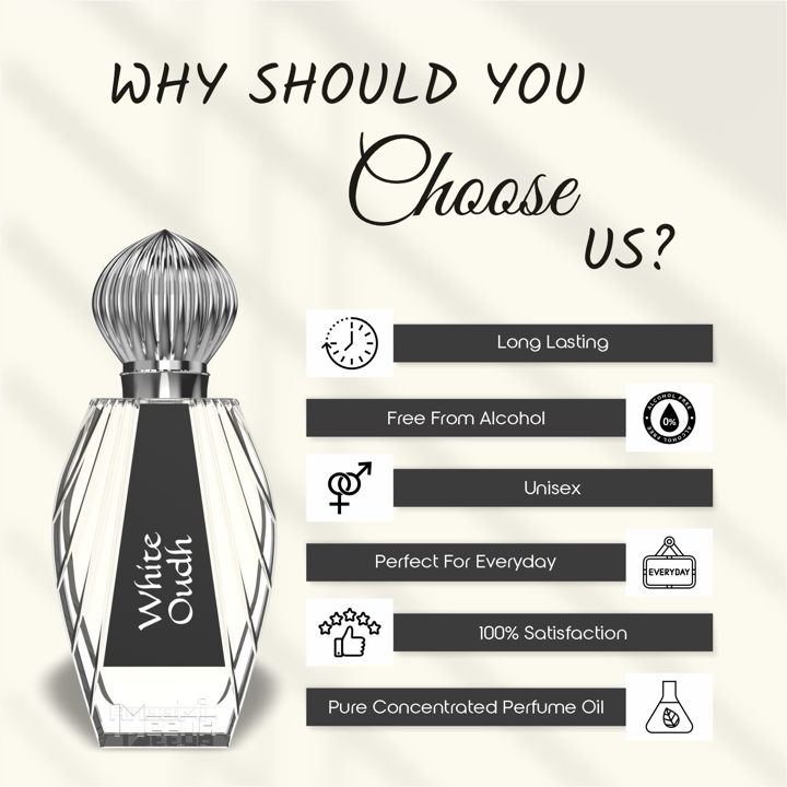 White Oudh Attar 20ML – Floral, Woody, Balsamic, Amber & Agarwood Fragrance